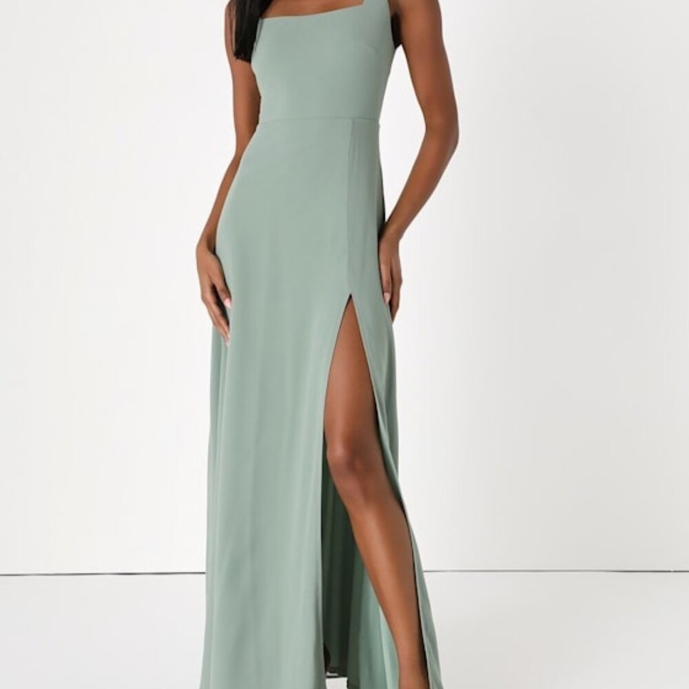 Lulus Remarkable Arrival Sage Brush Sleeveless Maxi Dress Green - Size M